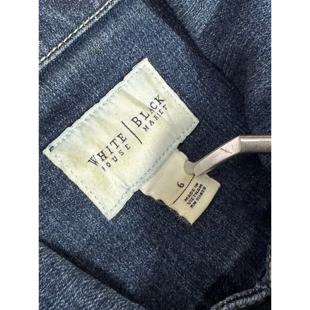 WHITE HOUSE BLACK MARKET JEAN JACKET — Cotton Stretch Denim Blue Size 6 - Picture 5 of 8